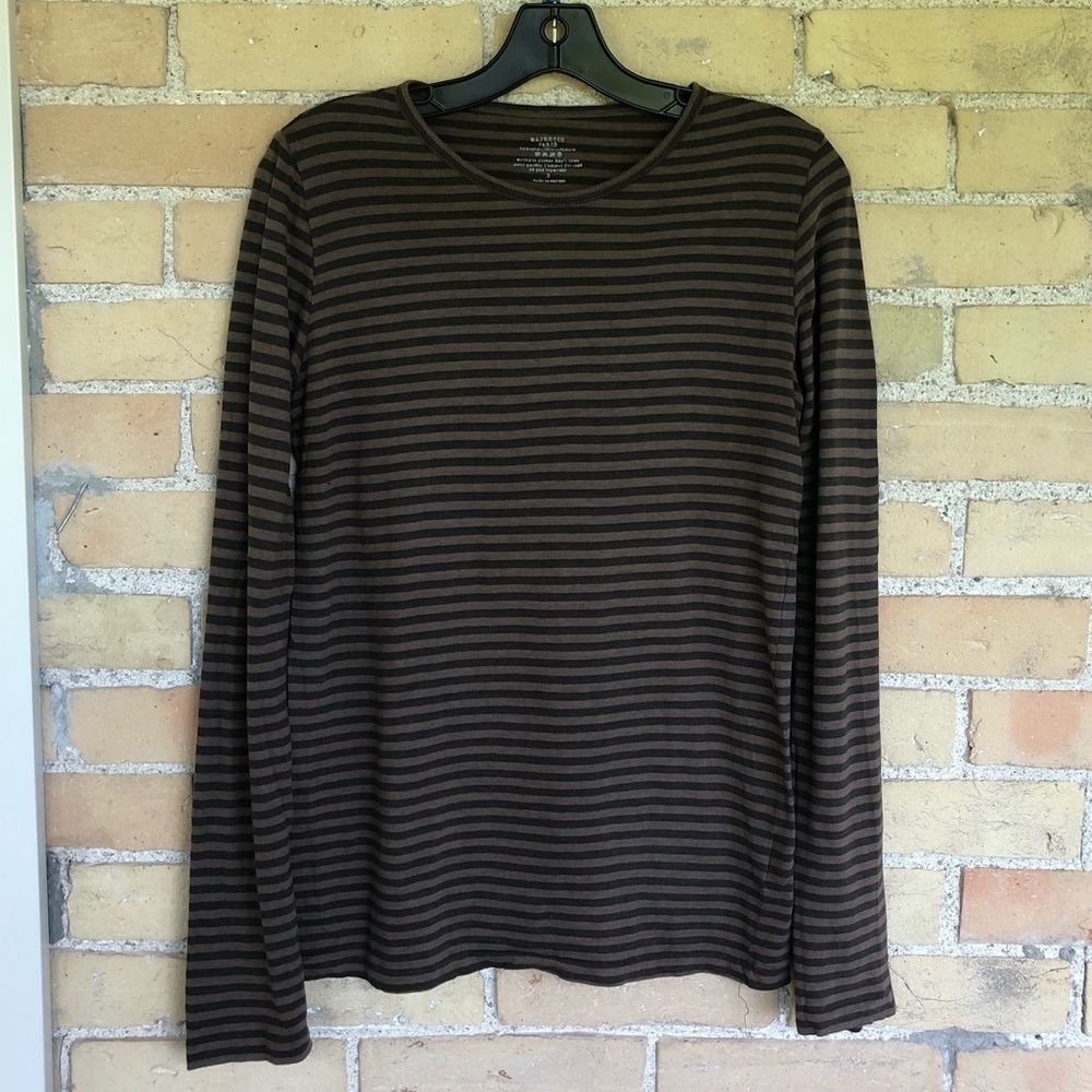 Majestic Paris Brown Striped Long Sleeve TShirt